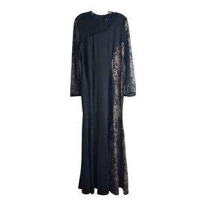 Women's Stiewe Black Lace Long Mermaid Evening L Gown Sheer Lace Trim Fairy